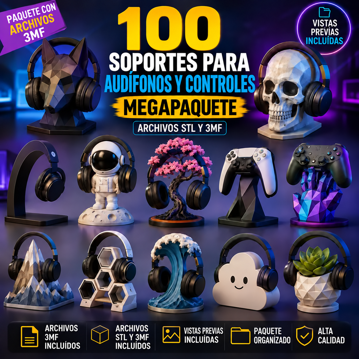 Megapaquete con 100 soportes para audífonos y controles
